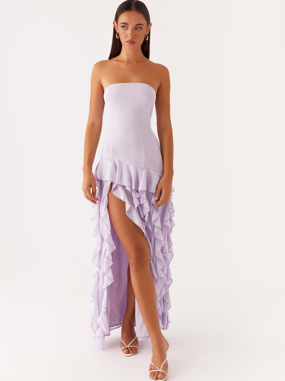 Peppermayo Firefly Maxi Dress Lilac Ruffle Strapless US 6
